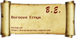 Borsova Ernye névjegykártya